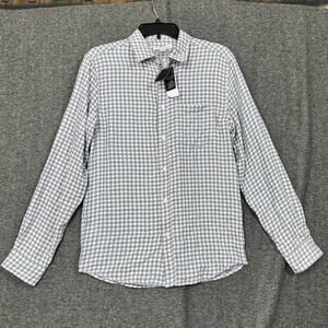 And Now This Mens Casual Button Down Shirt Size Small‎ Gray White Plaid Pocket